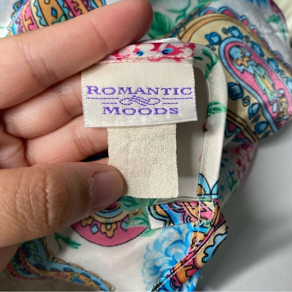 Vintage 90s Romantic Moods Satin Paisley Lingerie Slip Dress Size Medium - Picture 5 of 6